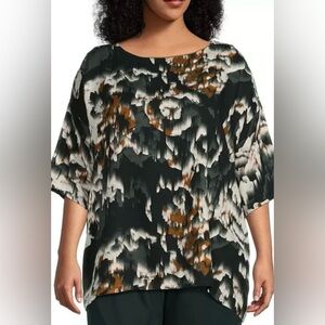 NWT Bryn Walker ANDORRA Print Viscose 3/4 Sleeve Bex Shirt 3X‎ Black White Print